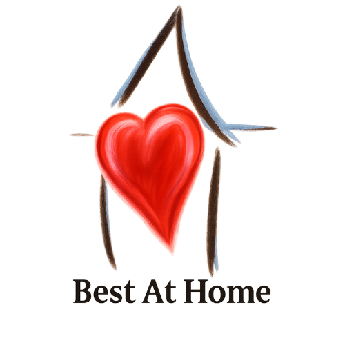 Red heart logo with "Best At Home" text, symbolizing comfort and care